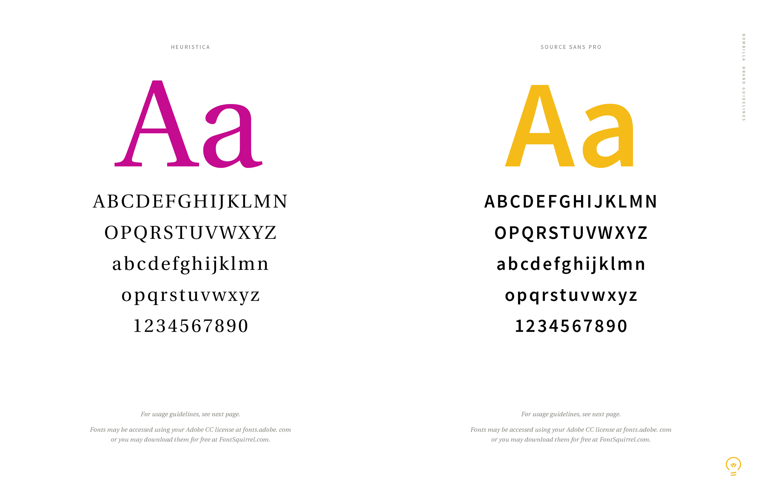typography styles for bombilla's branding