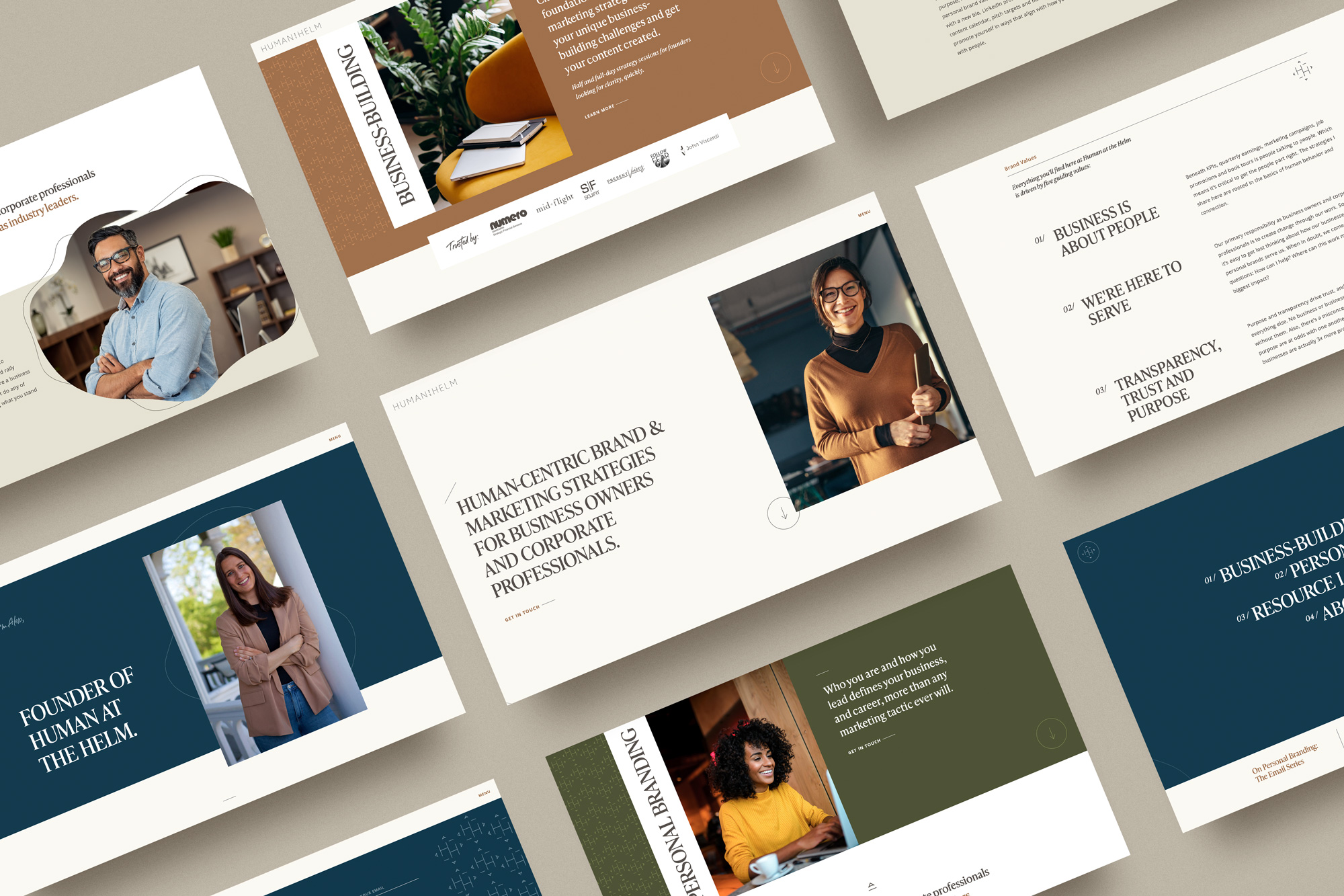 Website design screen mockups