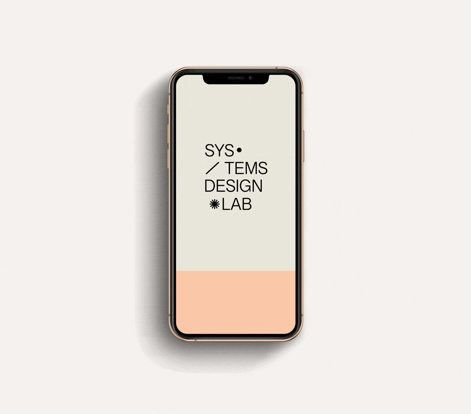 System Design Lab logo on an iphone